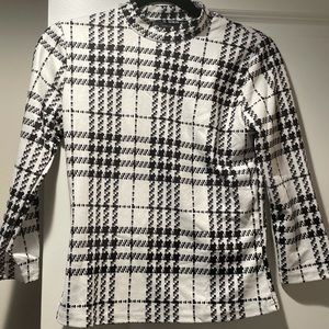 Black and white plaid design office wear top